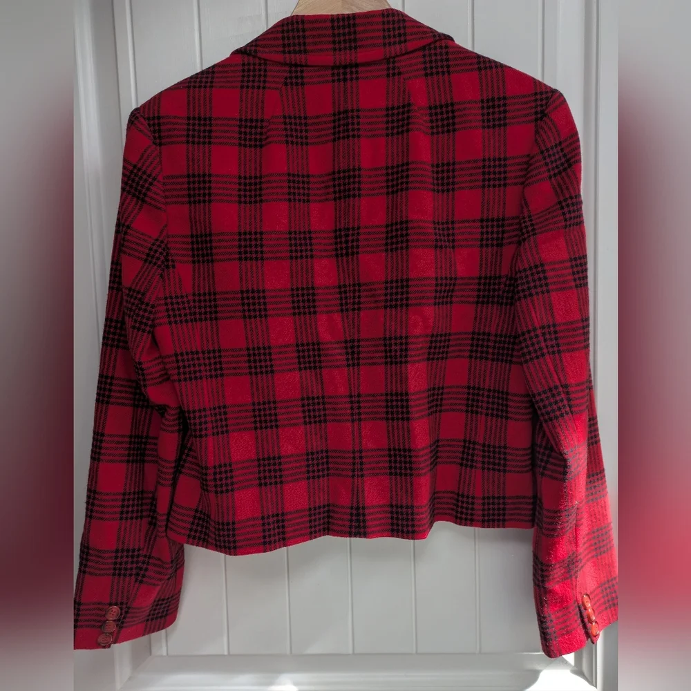 Pendleton Red Plaid Wool Women's Blazer - Picture 5 of 7